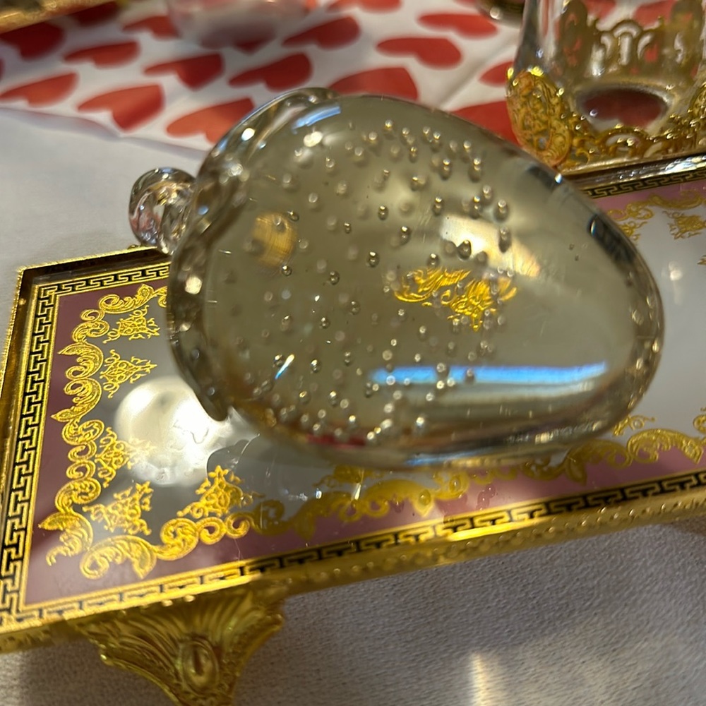 Vintage Glass Bubbly Stawberry Paperweight